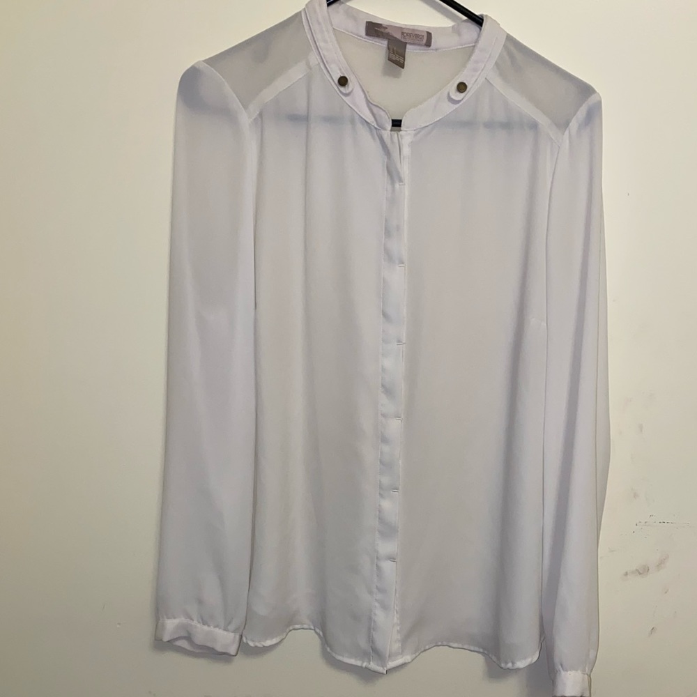 Chiffon Military Style Button Up Blouse